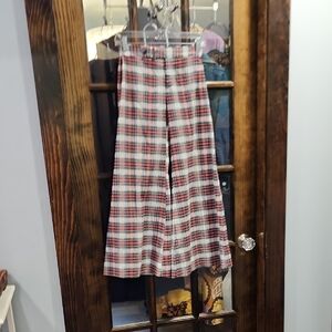 Vintage Red and White Plaid Flare Pants
